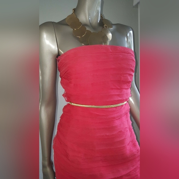 $4,900 OSCAR DE LA RENTA ADORABLE CORAL PINK SILK RUFFLE RUNWAY DRESS US 6 - Picture 5 of 12